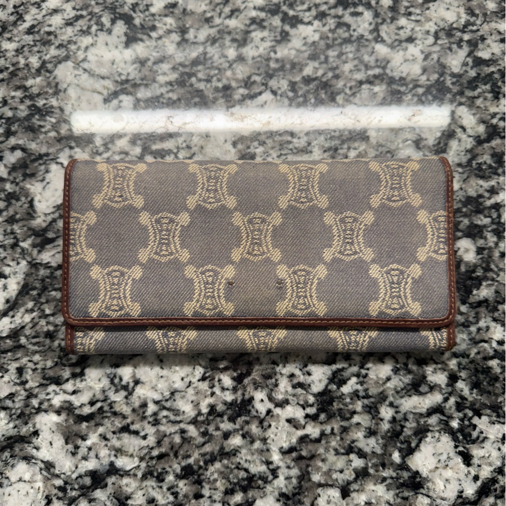 CELINE | *RARE* Macadam Denim and Leather Continental Wallet long fold wallet***